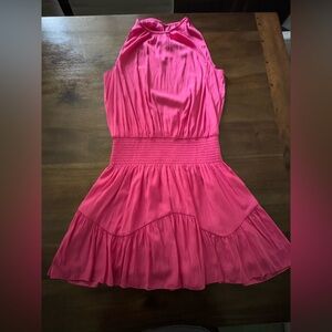 Ramy Brook Ella Dress Bright Pink Size Medium Sleeveless Mini Ruffle Size L